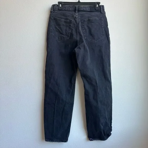 Abercrombie & Fitch The Dad High Rise Straight Black Button Fly Jeans Size 28/6 - Picture 6 of 7
